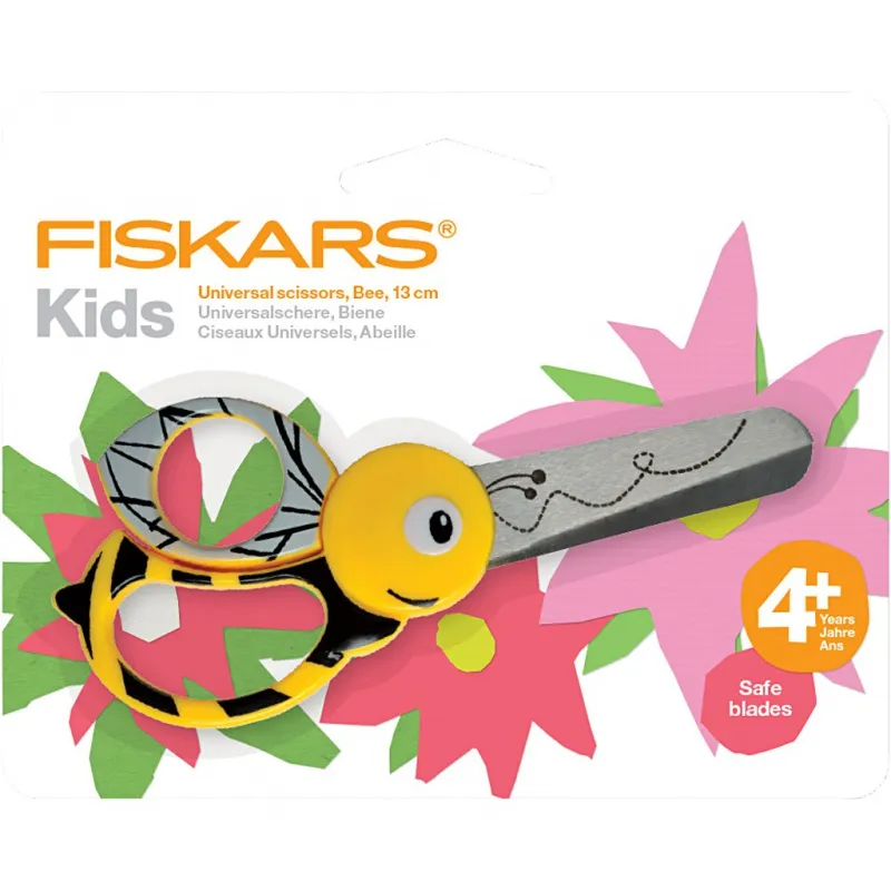 Fiskars Kinderschere mit Tiermotiv, Biene , L 13 cm, 1 Stk
