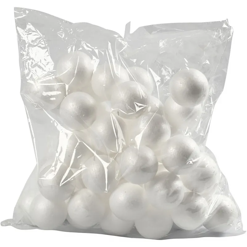 Styropor-Kugeln, D 6 cm, Weiß, 50 Stk/ 1 Pck