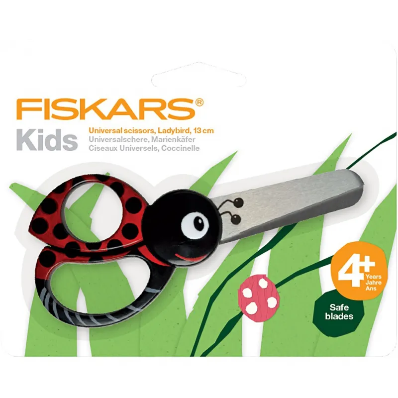 Fiskars Kinderschere mit Tiermotiv, Marienkäfer, L 13 cm, 1 Stk