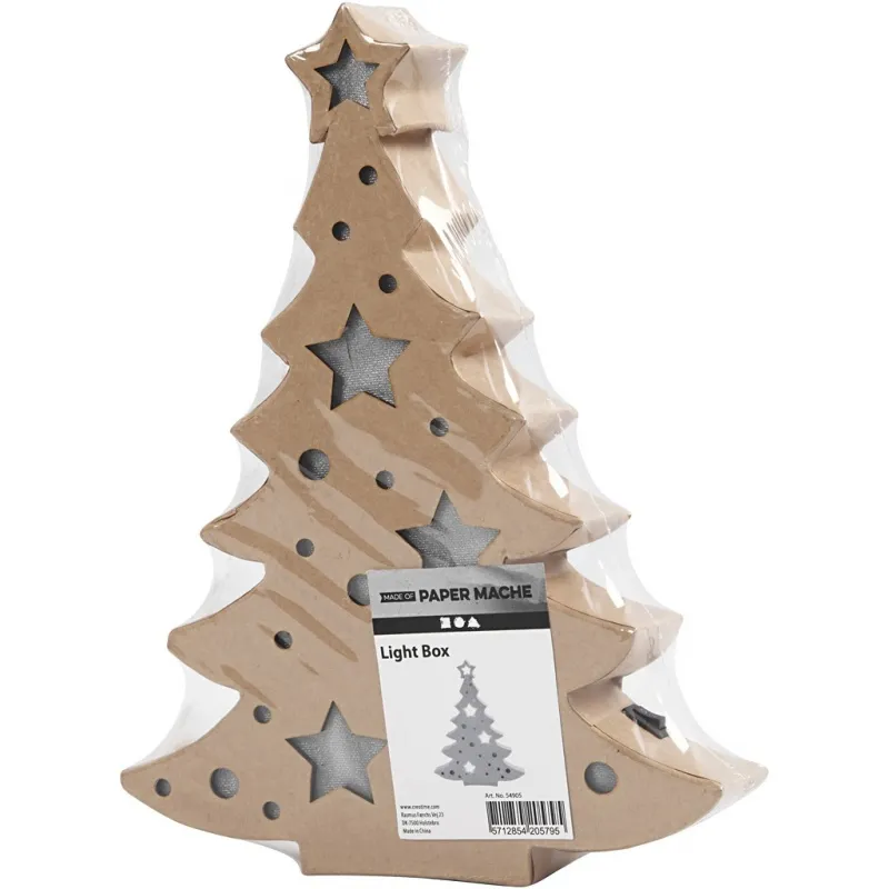 Leuchtende Pappmaché-Figur, Weihnachtsbaum, H 27 cm, T 4 cm, B 21,5 cm, 1 Stk