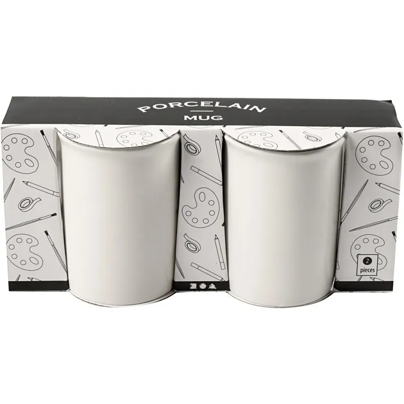 Tasse, H 10 cm, D 7,4 cm, Weiß, 2 Stk/ 1 Pck