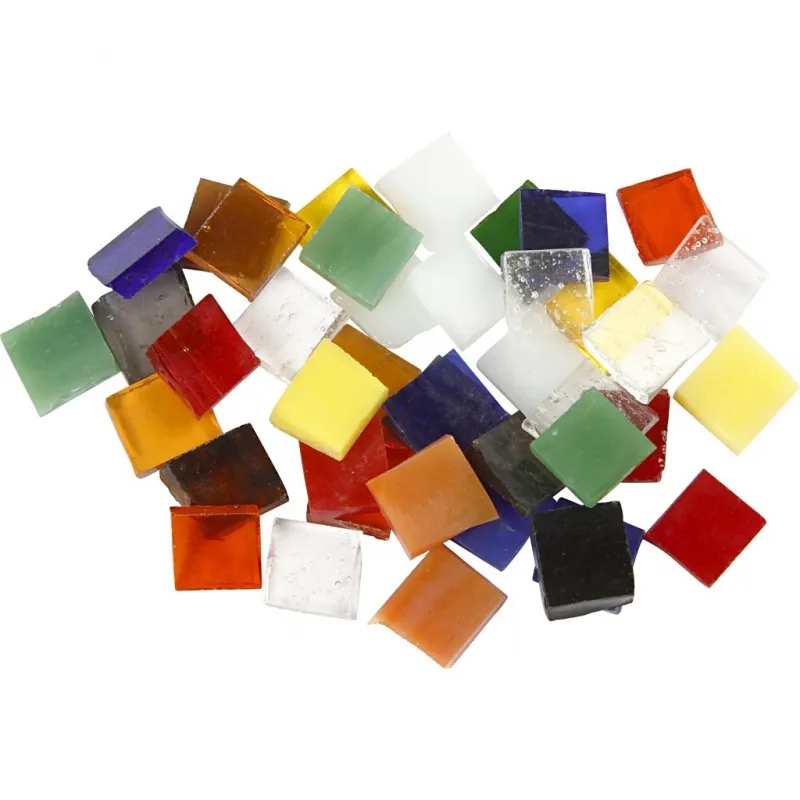 Mosaiksteine aus Glas, Größe 10x10 mm, Dicke 3 mm, ca. 700 Stk, Transparent, 454 g/ 1 Pck