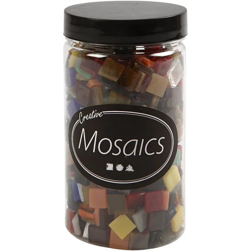 Mosaiksteine aus Glas, Größe 10x10 mm, Dicke 3 mm, ca. 700 Stk, Transparent, 454 g/ 1 Pck