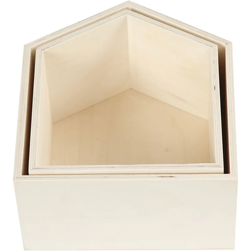 Aufbewahrungskästen, Häuser, H 22,5+25 cm, T 12,5 cm, B 19,5+22,5 cm, 2 Stk/ 1 Set