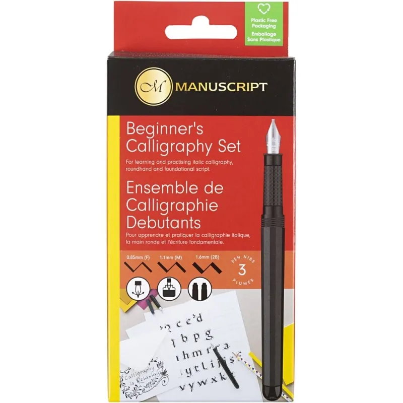 Kalligrafie-Anfänger-Set, B 0,85-1,6 mm, Schwarz, 1 Set