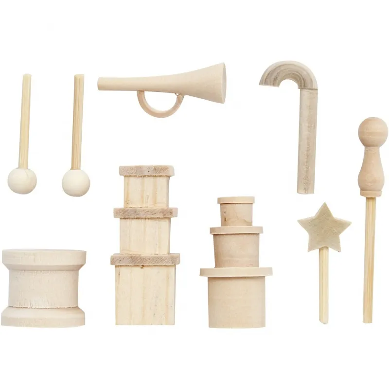 Kleine Gegenstände aus Holz, L 2-5,5 cm, 1 Pck