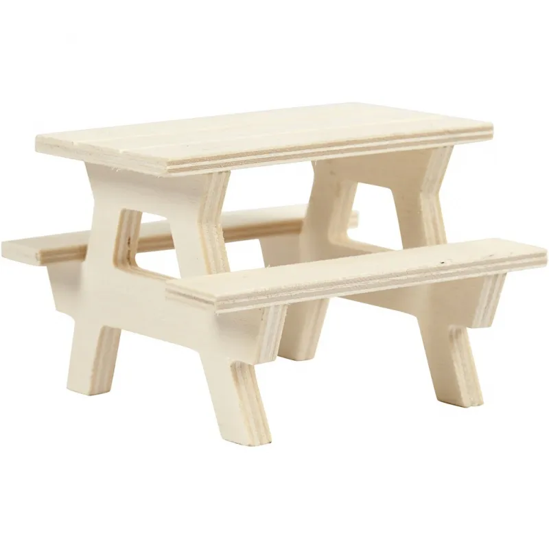 Miniatur-Picknick-Tisch, H 5,5 cm, L 8 cm, B 8 cm, 1 Stk