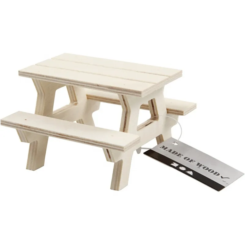 Miniatur-Picknick-Tisch, H 5,5 cm, L 8 cm, B 8 cm, 1 Stk