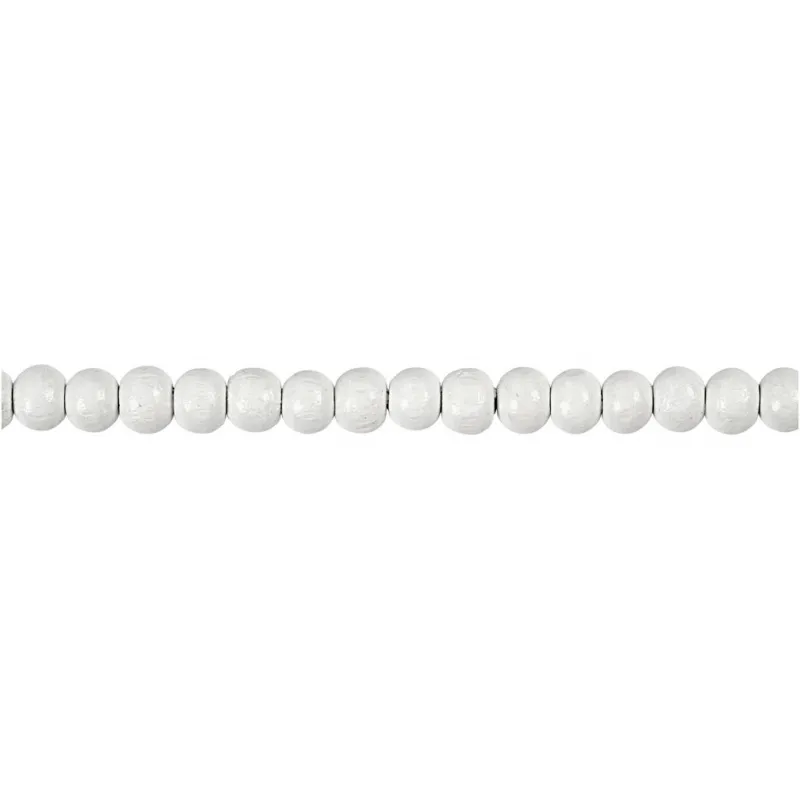 Holzperlen, D 5 mm, Lochgröße 1,5 mm, ca. 150 Stk, Weiß, 6 g/ 1 Pck