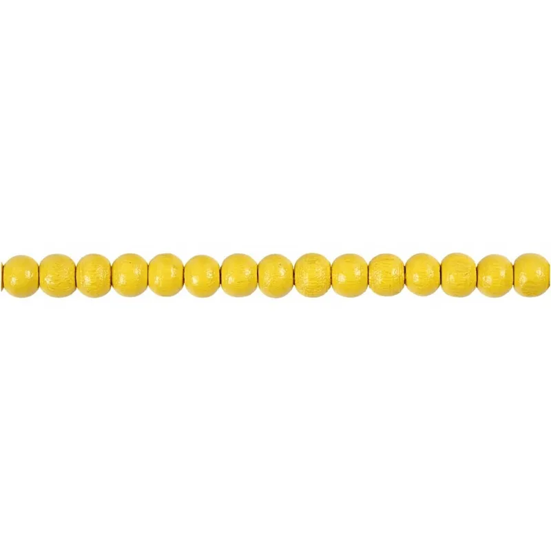 Holzperlen, D 5 mm, Lochgröße 1,5 mm, ca. 150 Stk, Gelb, 6 g/ 1 Pck