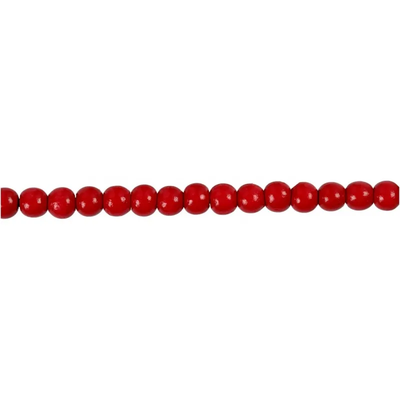 Holzperlen, D 5 mm, Lochgröße 1,5 mm, ca. 150 Stk, Rot, 6 g/ 1 Pck