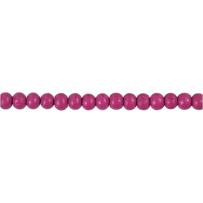Holzperlen, D 5 mm, Lochgröße 1,5 mm, ca. 150 Stk, Pink, 150 Stck., 6 g/ 1 Pck
