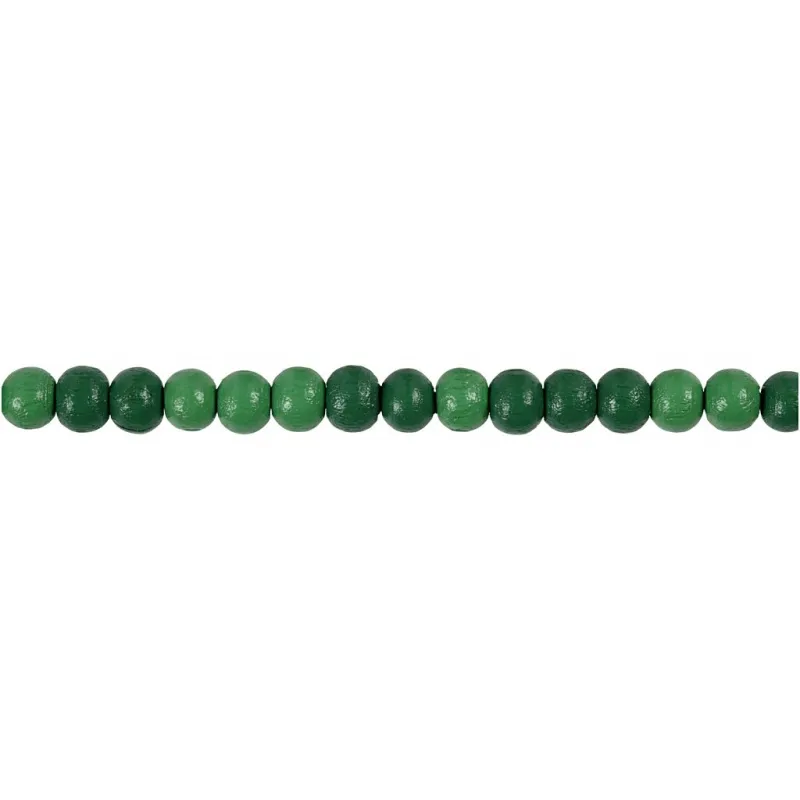 Holzperlen, D 5 mm, Lochgröße 1,5 mm, ca. 150 Stk, Grün, 6 g/ 1 Pck