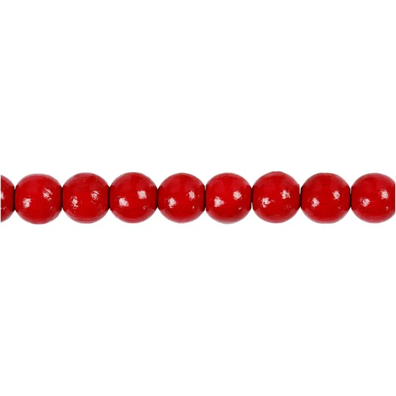 Holzperlen, D 8 mm, Lochgröße 2 mm, ca. 80 Stk, Rot, 15 g/ 1 Pck