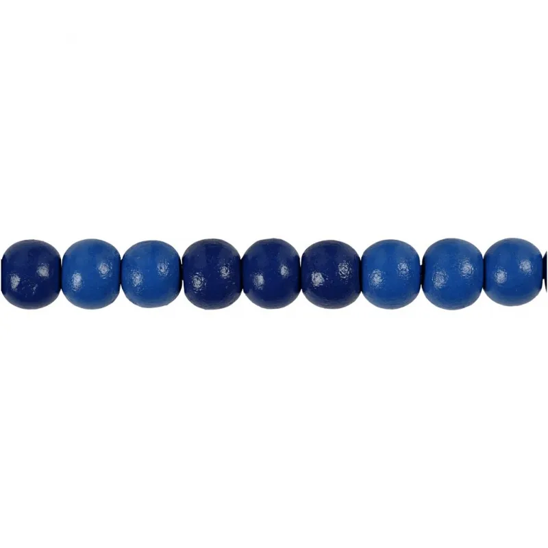 Holzperlen, D 8 mm, Lochgröße 2 mm, ca. 80 Stk, Blau, 15 g/ 1 Pck