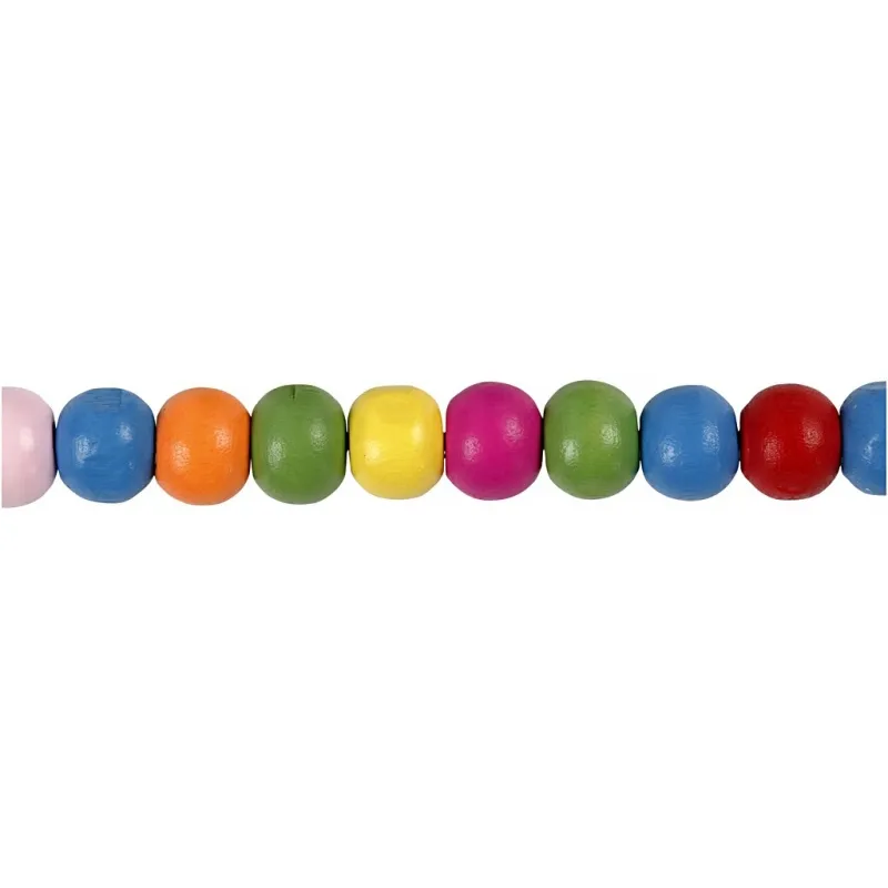 Holzperlen, D 8 mm, Lochgröße 1,5-2 mm, ca. 90 sort., Sortierte Farben, 16 g/ 1 Pck