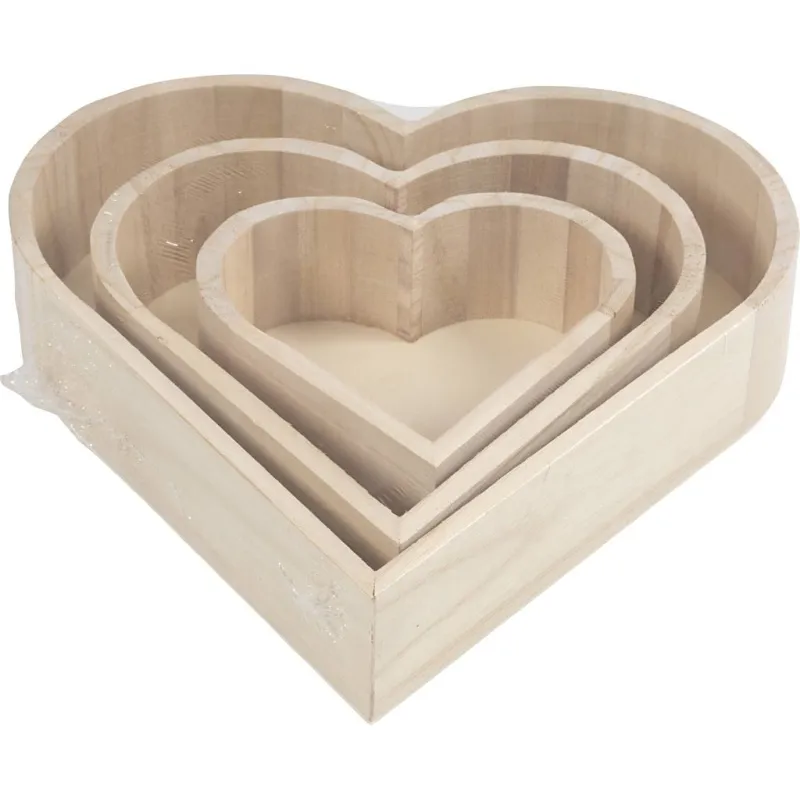 Schalen in Herzform, H 13-25 cm, T 5-5,2 cm, 3 Stk/ 1 Pck