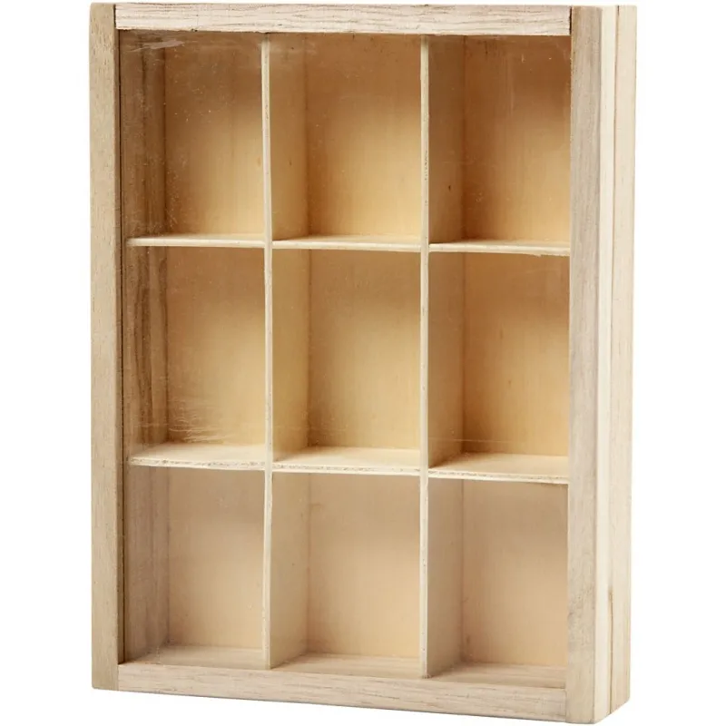 Holzkiste mit Fächern, T 3,5 cm, Größe 17x13 cm, 1 Stk