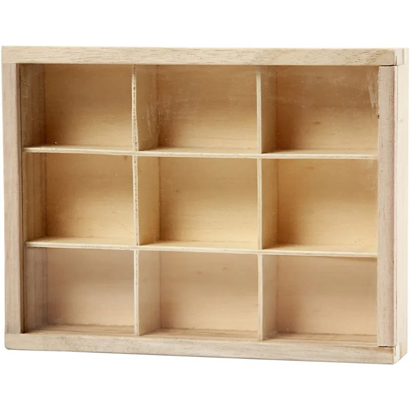 Holzkiste mit Fächern, T 3,5 cm, Größe 17x13 cm, 1 Stk