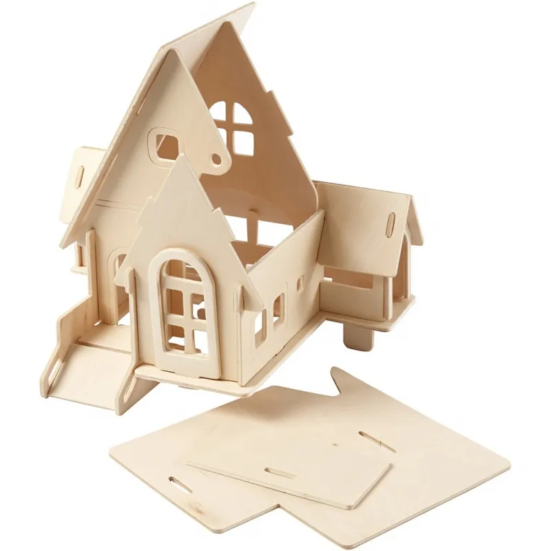 3D-Figuren zum Zusammensetzen, Haus mit Garage und Auffahrt, Größe 22,5x17,5x20,5, 1 Stk