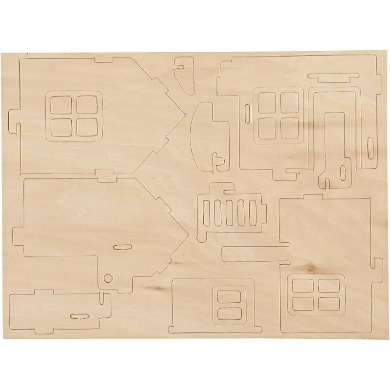 3D-Figuren zum Zusammensetzen, Haus mit Terrasse, Größe 19x17,5x15, 1 Stk