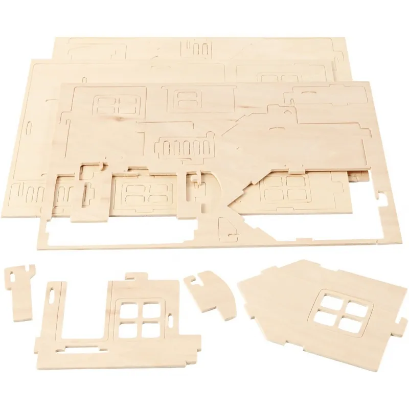 3D-Figuren zum Zusammensetzen, Haus mit Terrasse, Größe 19x17,5x15, 1 Stk