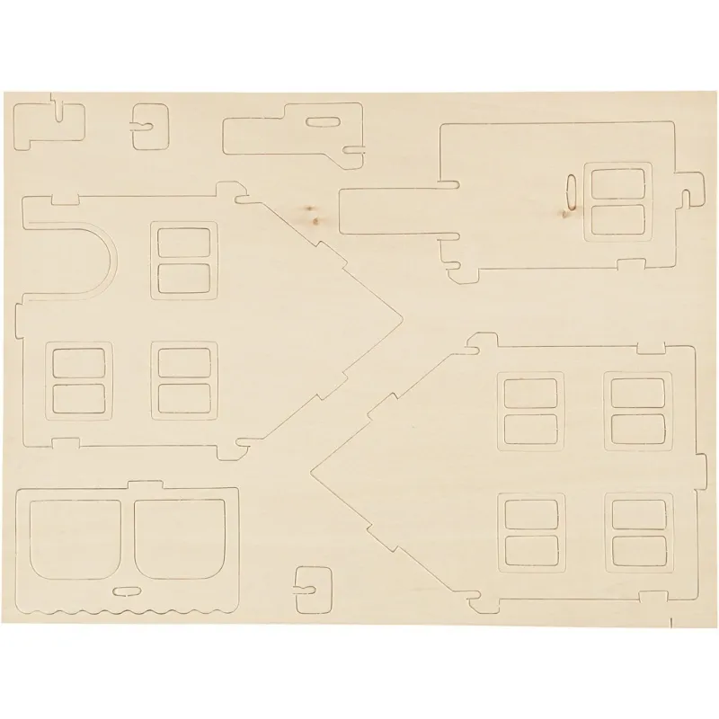 3D-Figuren zum Zusammensetzen, Haus mit Veranda, Größe 22,5x16x17,5, 1 Stk