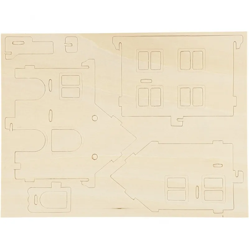 3D-Figuren zum Zusammensetzen, Haus mit Veranda, Größe 22,5x16x17,5, 1 Stk