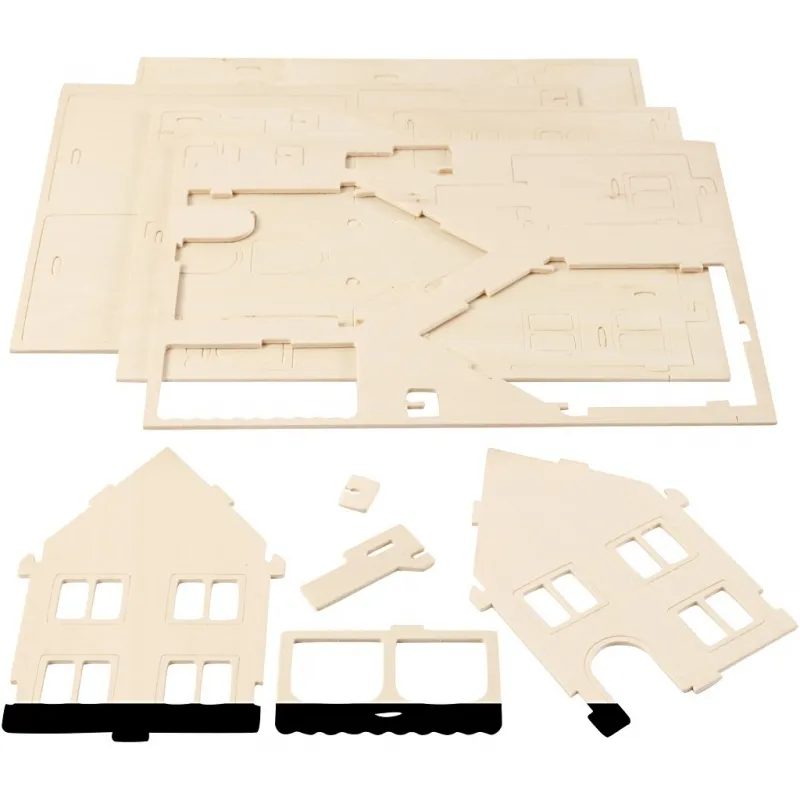 3D-Figuren zum Zusammensetzen, Haus mit Veranda, Größe 22,5x16x17,5, 1 Stk