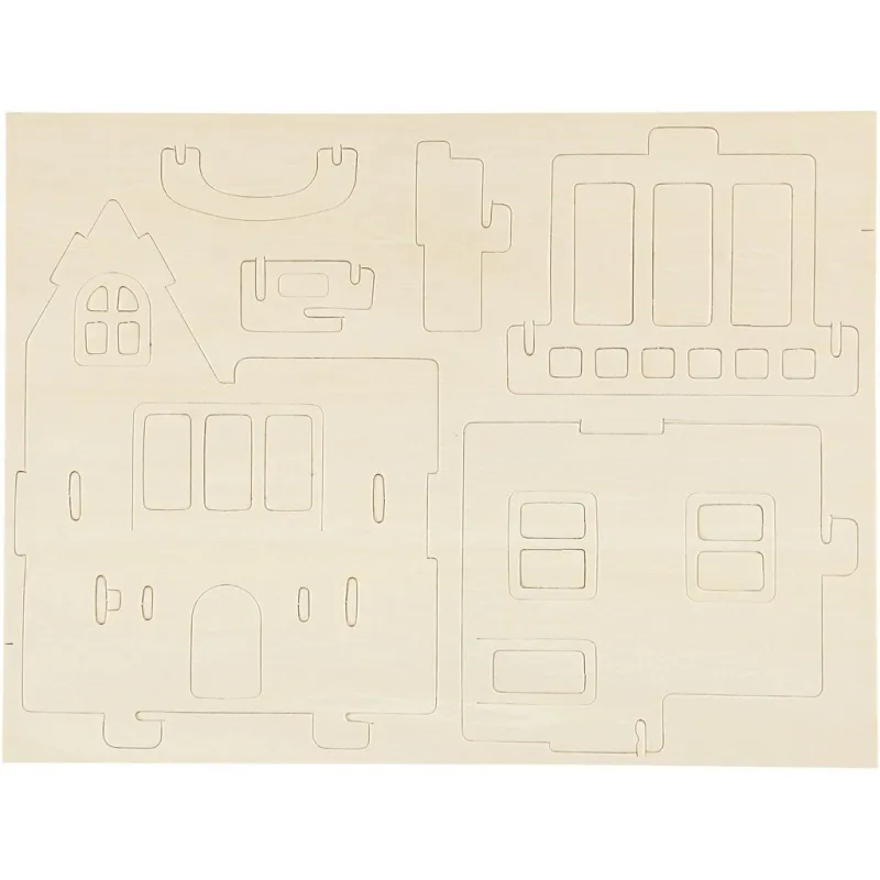 3D-Figuren zum Zusammensetzen, Haus mit Balkon, Größe 15,8x17,5x19,5, 1 Stk