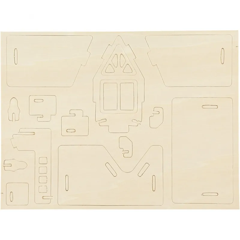 3D-Figuren zum Zusammensetzen, Haus mit Balkon, Größe 15,8x17,5x19,5, 1 Stk