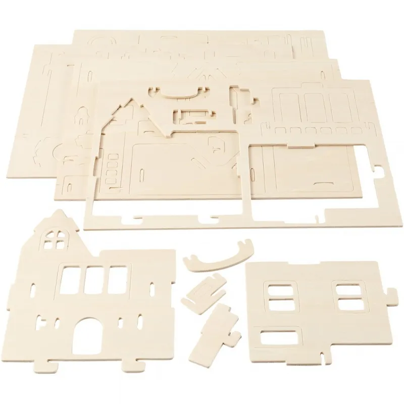 3D-Figuren zum Zusammensetzen, Haus mit Balkon, Größe 15,8x17,5x19,5, 1 Stk