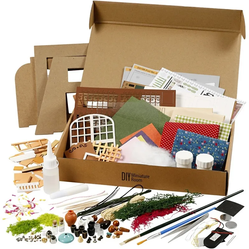 DIY-Miniatur-Zimmer, Gartenzimmer, H 21 cm, B 19,5 cm, 1 Stk