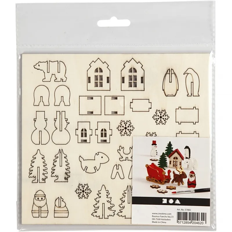 Zusammensteckbare Holzfiguren, Weihnachten, L 15,5 cm, B 17 cm, Dicke 3 mm, 1 Pck