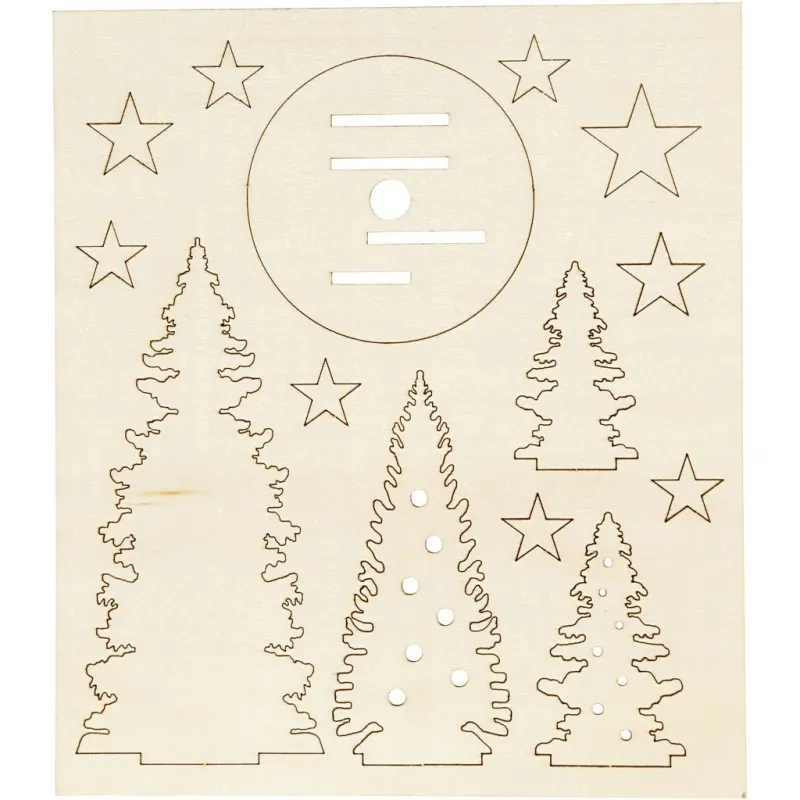 Zusammensteckbare Holzfiguren, Weihnachtsbäume, L 20 cm, B 17 cm, Dicke 3 mm, 1 Pck