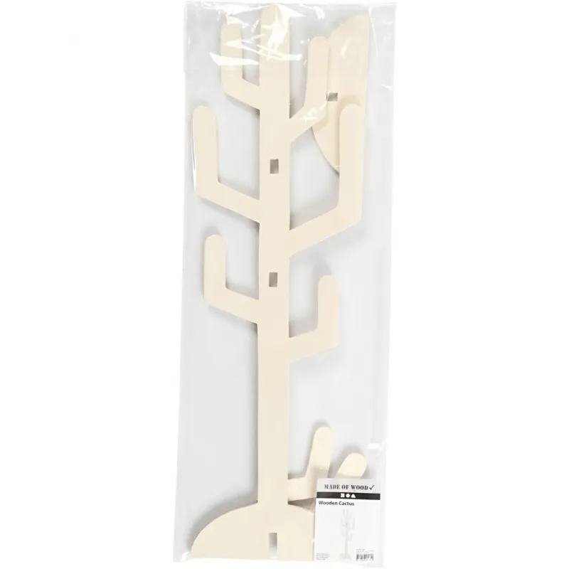 Kaktus aus Holz, H 60 cm, B 18,5 cm, Dicke 8 mm, 1 Stk