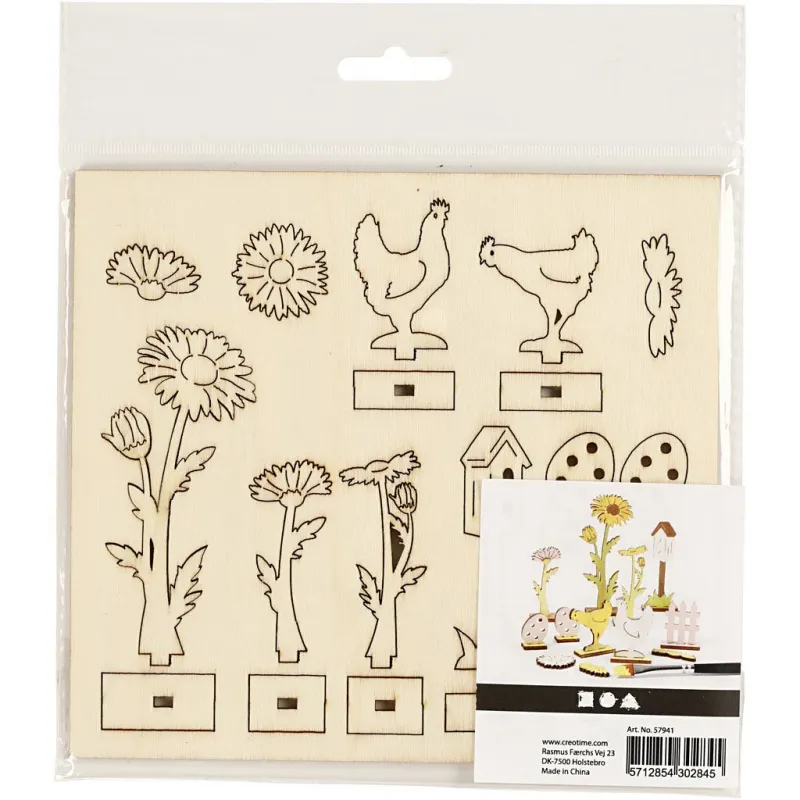 Zusammensteckbare Holzfiguren, L 15,5 cm, B 17 cm, Dicke 3 mm, 1 Pck