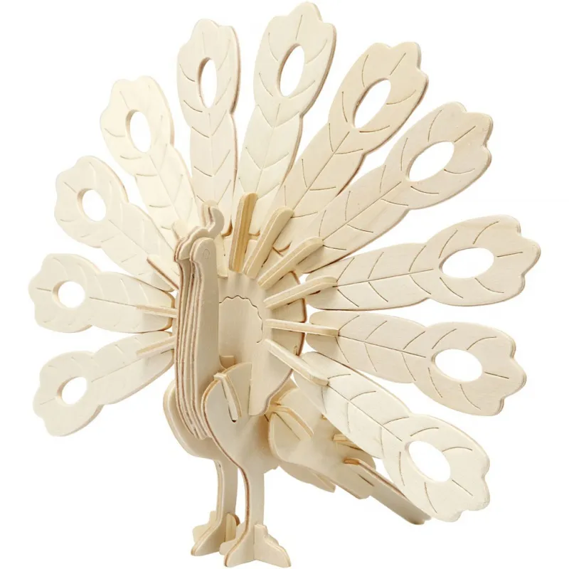3D-Figur zum Zusammensetzen, Pfau, Größe 10x20,5x17,5 cm, 1 Stk