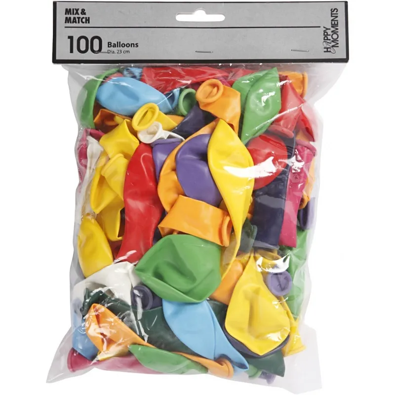 Ballons, D 23 cm, rund, Sortierte Farben, 100 Stk/ 1 Pck