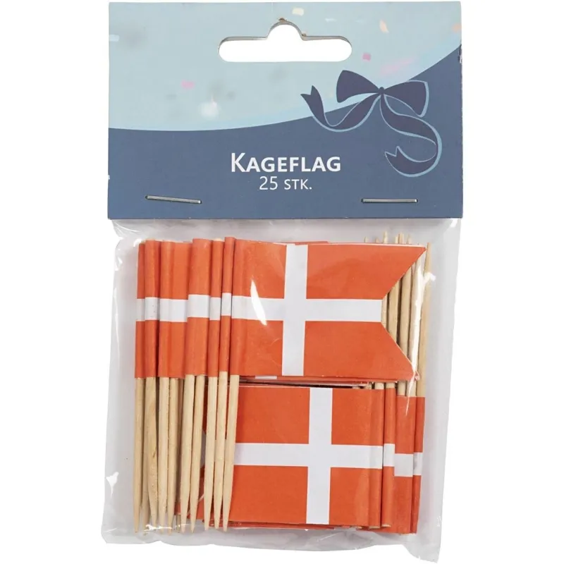 Kuchenflagge, H 6,5 cm, Größe 4,1x2,9 cm, 100 Stk/ 1 Pck, Dänemark