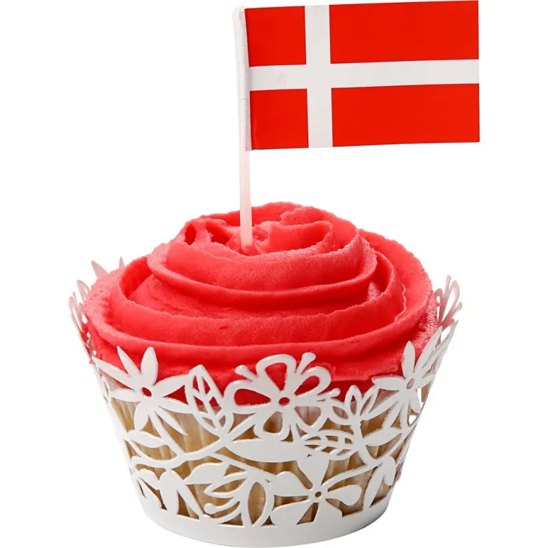 Kuchenflagge, H 6,5 cm, Größe 4,1x2,9 cm, 100 Stk/ 1 Pck, Dänemark