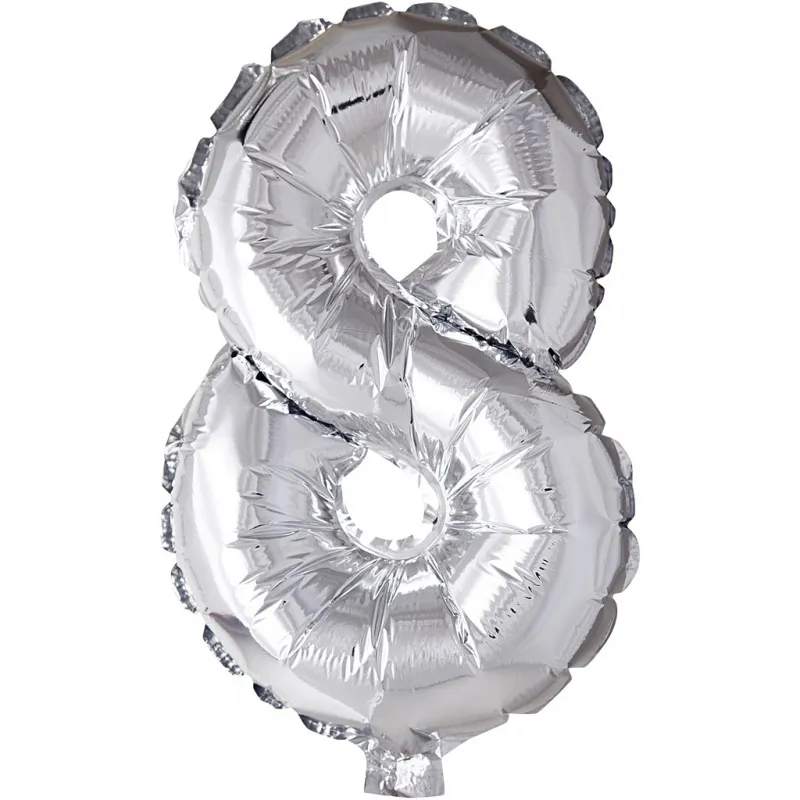 Folienballon, 8, H 41 cm, Silber, 1 Stk