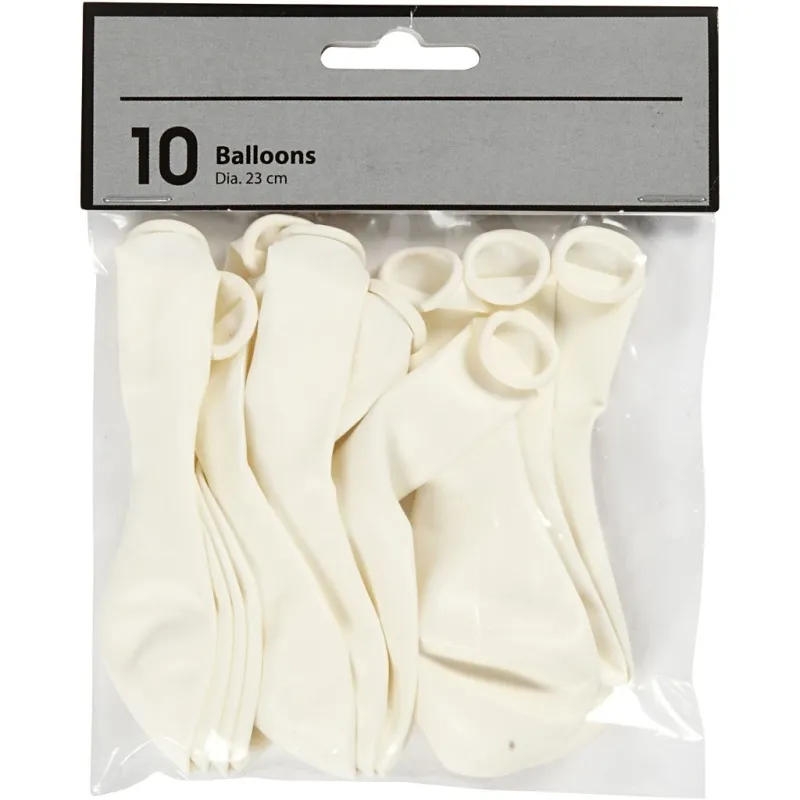 Ballons, D 23 cm, rund, Weiß, 10 Stk/ 1 Pck