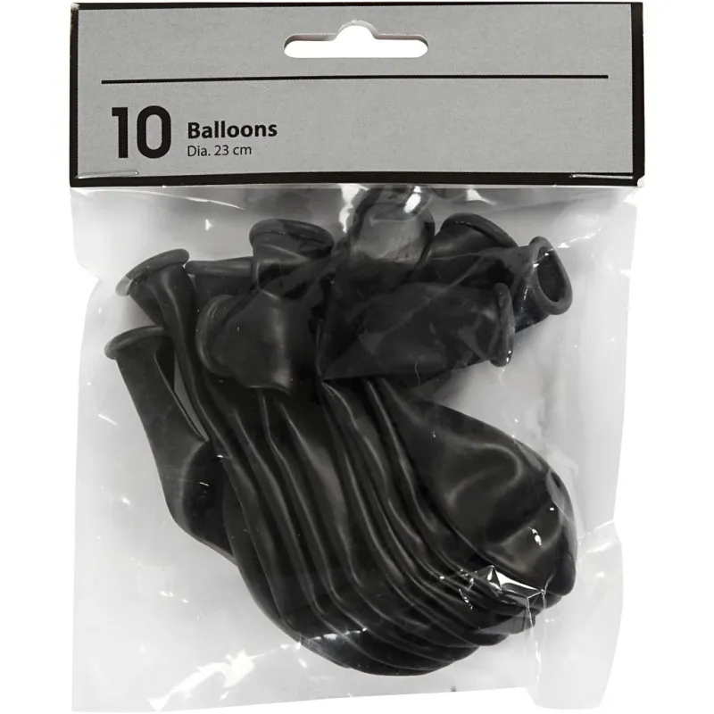 Ballons, D 23 cm, rund, Schwarz, 10 Stk/ 1 Pck