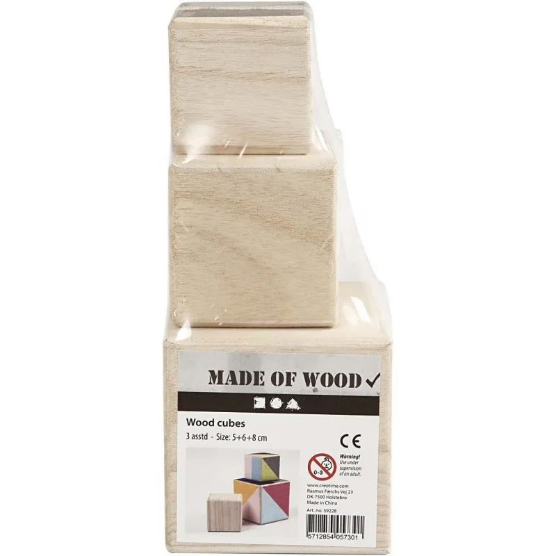 Holzwürfel, Größe 5+6+8 cm, 3 Stk/ 1 Pck