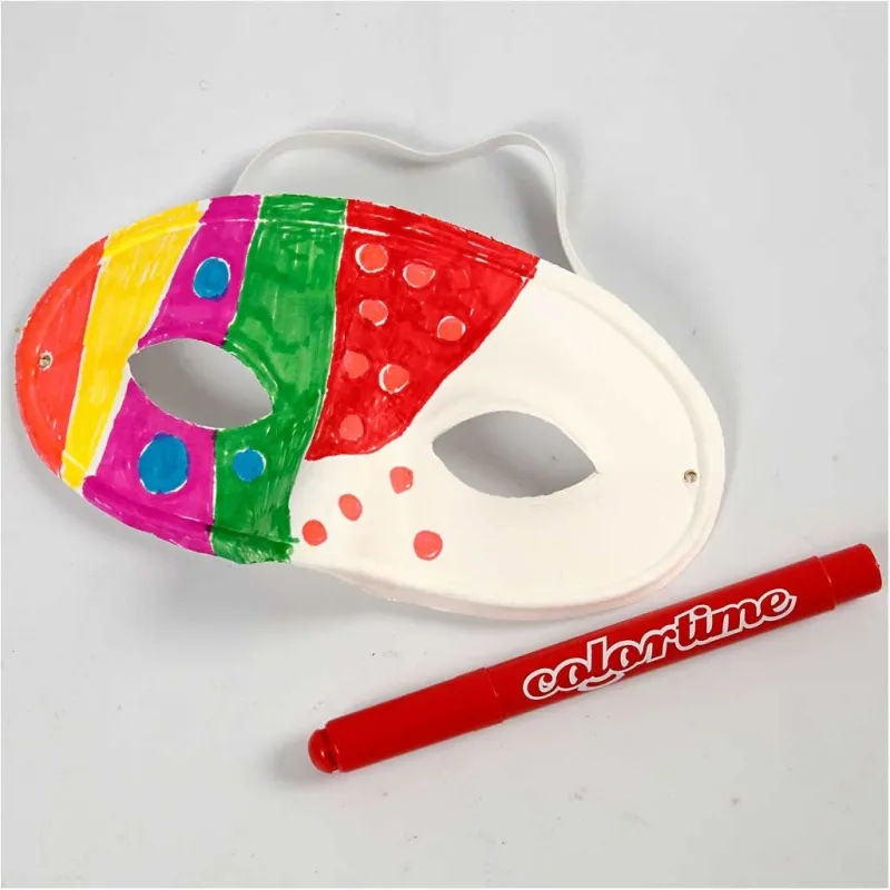 Halbmasken, H 9,5 cm, B 18,5 cm, Weiß, 10 Stk/ 1 Pck