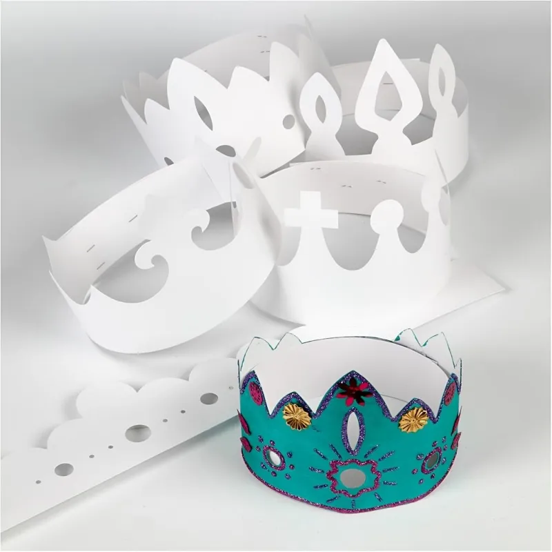Kronen, H 10-16,5 cm, L 60 cm, 230 g, Weiß, 5 Stk/ 1 Pck