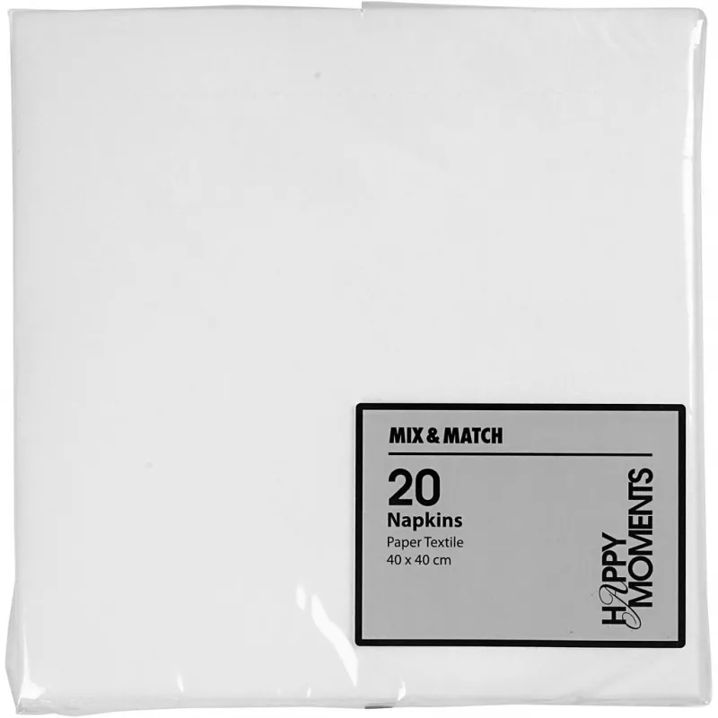 Servietten, Größe 40x40 cm, 60 g, Weiß, 20 Stk/ 1 Pck