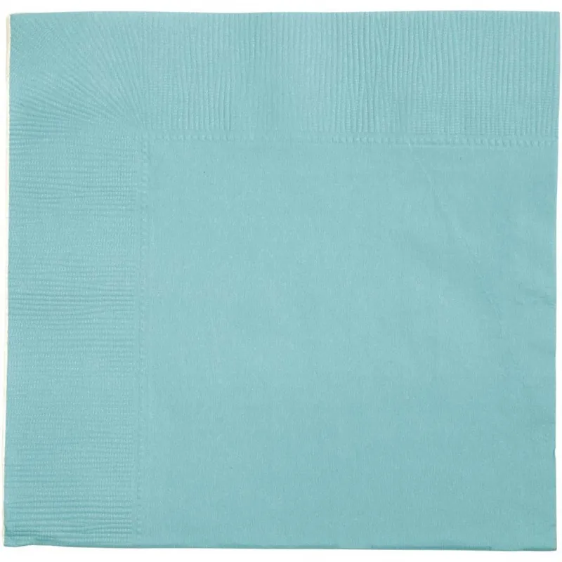 Servietten, weißer Rückseite, Größe 33x33 cm, Helltürkis, 20 Stk/ 1 Pck