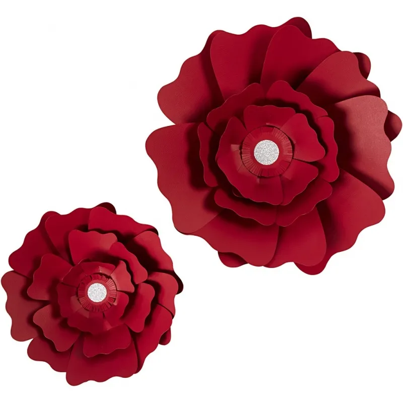 Papierblumen, D 15+25 cm, 230 g, Rot, 2 Stk/ 1 Pck